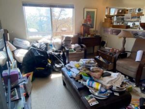 inside of home with junk