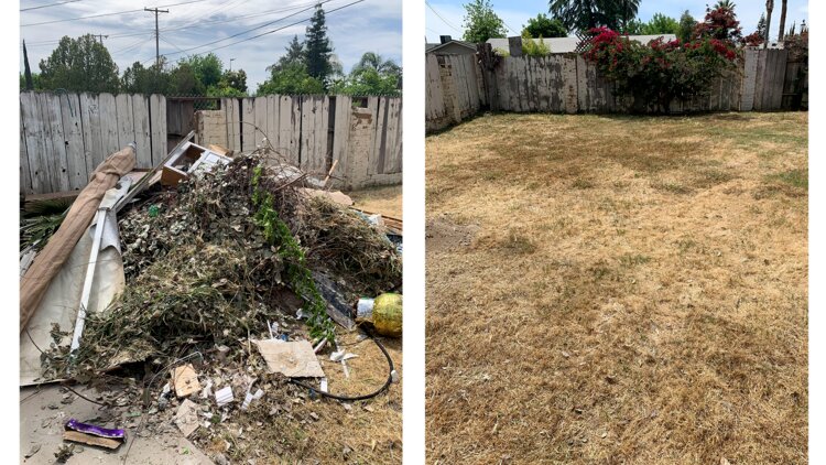 before and after la mesa yard debris removal job